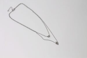 Colgante efecto doble detalle cactus y circonita plateado