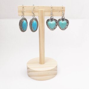 Pendientes ovalados con piedra turquesa