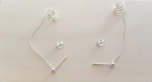 Pendientes trepadores triples Plata de Ley 925