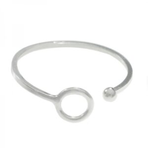 Anillo ajustable círculo y bola Plata de Ley 925