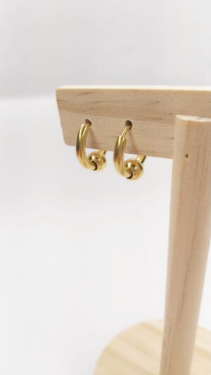 Pendientes mini aro dorados detalle bolita