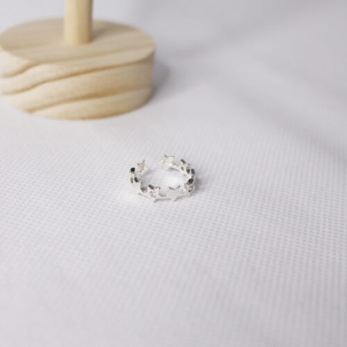 anillo ajustable estrellas plata 925 con circonitas